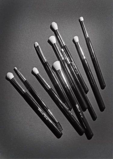 Black All About Eyes 10 Piece Makeup Brush Set + Makeup Brush Case
